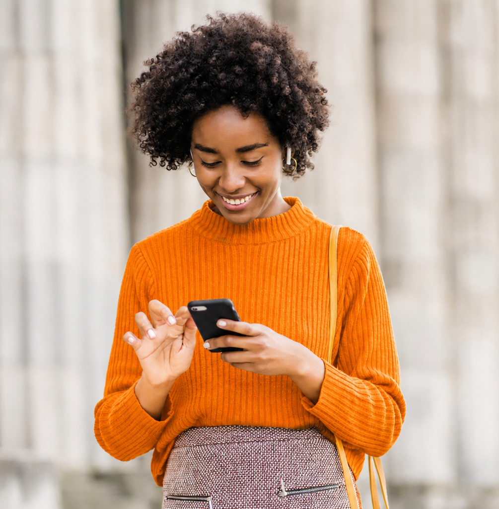 Woman using Bitnormous on her phone